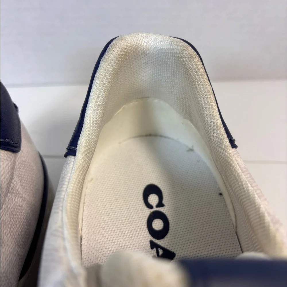 Coach Men's Lowline Signature Low Top White/Navy Blue 11.5 Casual Formal - Picture 6 of 8